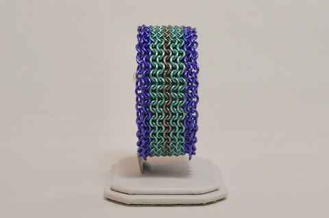 European 4-in-1 Ruffles Cuff in Lavender, Blue, and Grey Enameled Coppper